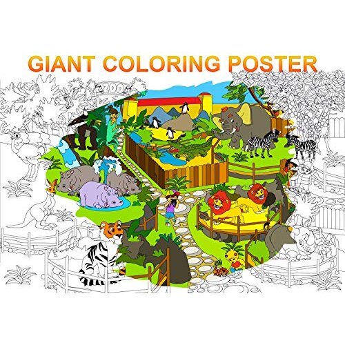 ALEX Art, Large Coloring Poster - Zoo Animals Giant Coloring Projects - Huge Jumbo Kids Coloring Sheets - Big